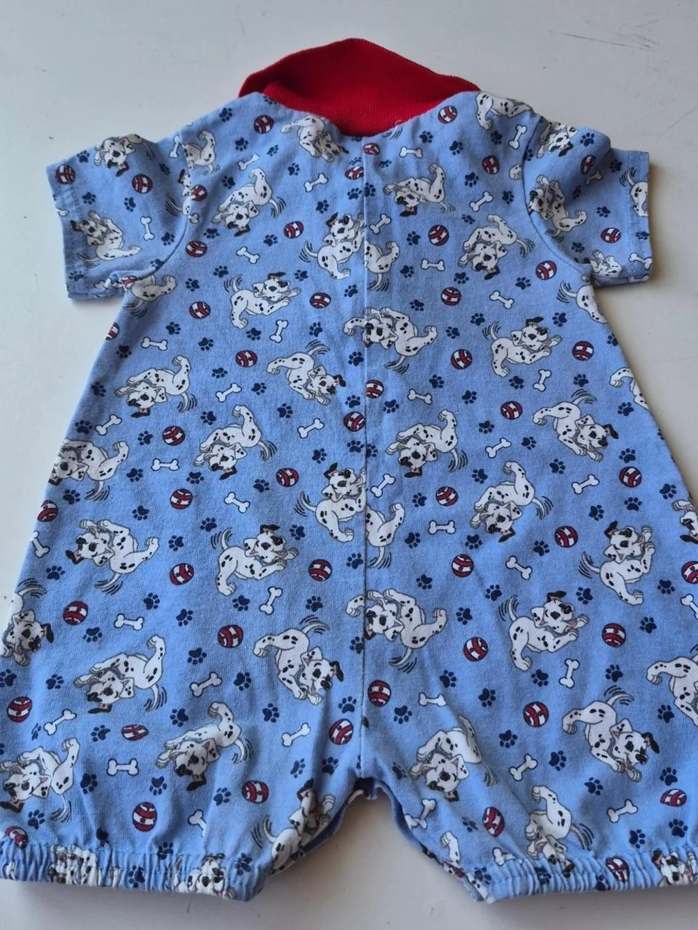 Disney Light Blue Dalmatian Print One-Piece with Red Collar